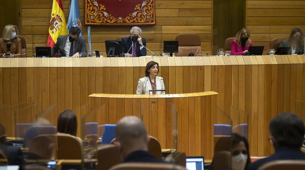 La conselleira de Medio Ambiente, Ángeles Vázquez, esta mañana en el Parlamento