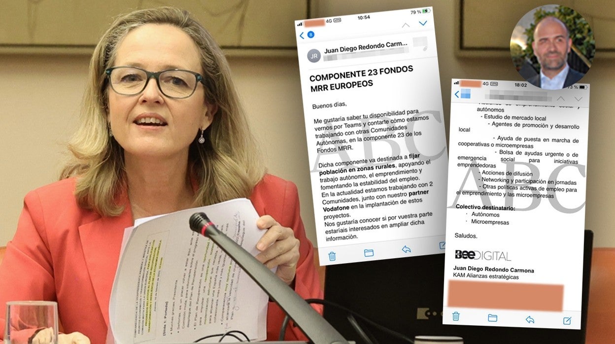 Ignacio Manrique de Lara, junto a Nadia Calviño, y el correo enviado por su empresa a un Gobierno autonómico