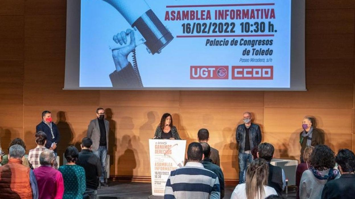 Asamblea conjunta de CCOO y UGT celebrada en el Palacio de Congresos de Toledo