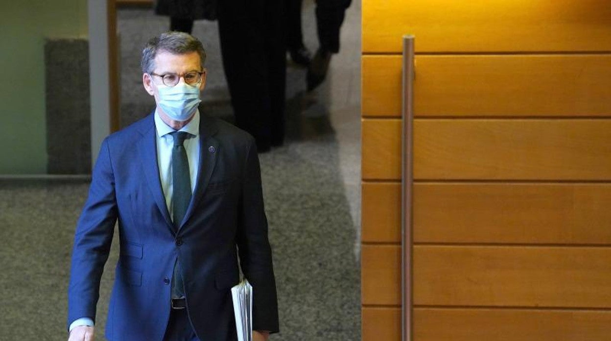 Alberto Núñez Feijóo, este miércoles en el Parlamento de Galicia.