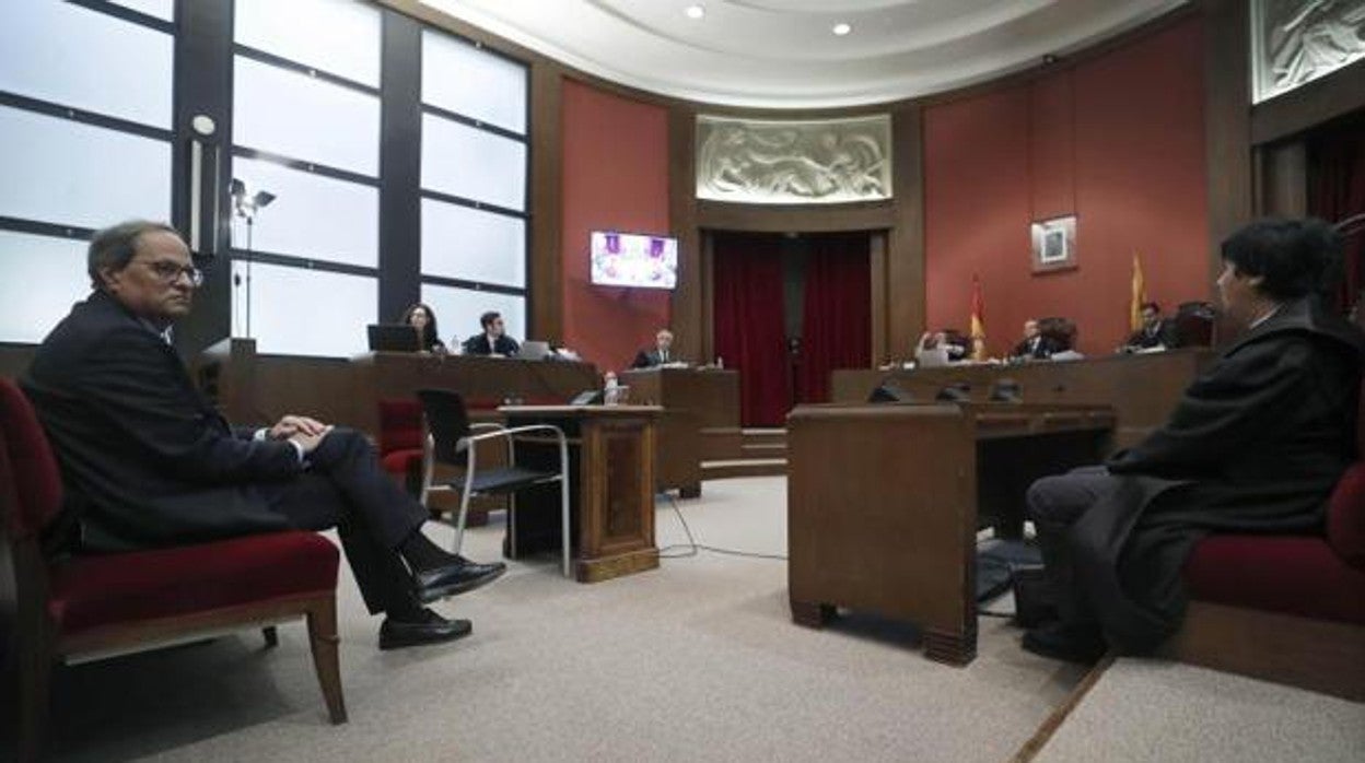 El expresidente de la Generalitat Joaquim Torra, durante el juicio celebrado en el TSJ de Cataluña