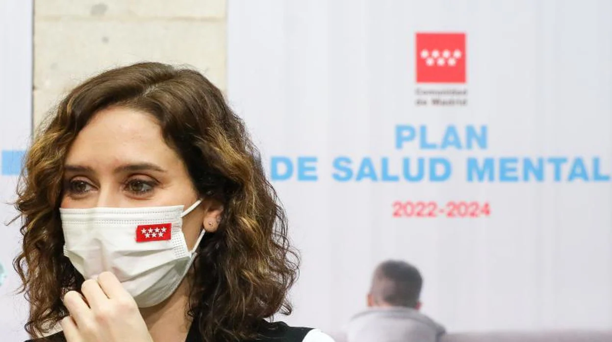 La presidenta de la Comunidad de Madrid, Isabel Díaz Ayuso, en lapresnetación hoy de un Plan de Salud Mental