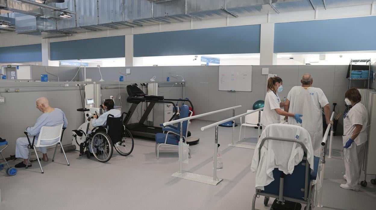 La zona de rehabilitación del Hospital Zendal, ahora sólo para pacientes Covid, que se ampliará y atenderá a todo tipo de pacientes que lo necesiten