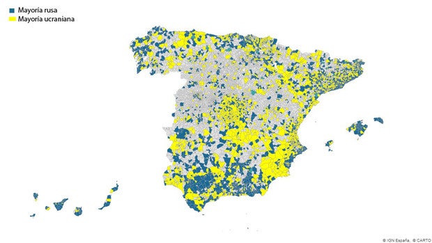 Ucranianos y rusos, así se distribuyen por España