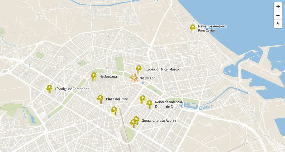 Fallas Valencia 2022: plano con la ubicación de las mejores fallas, la mascletà y la Nit del Foc