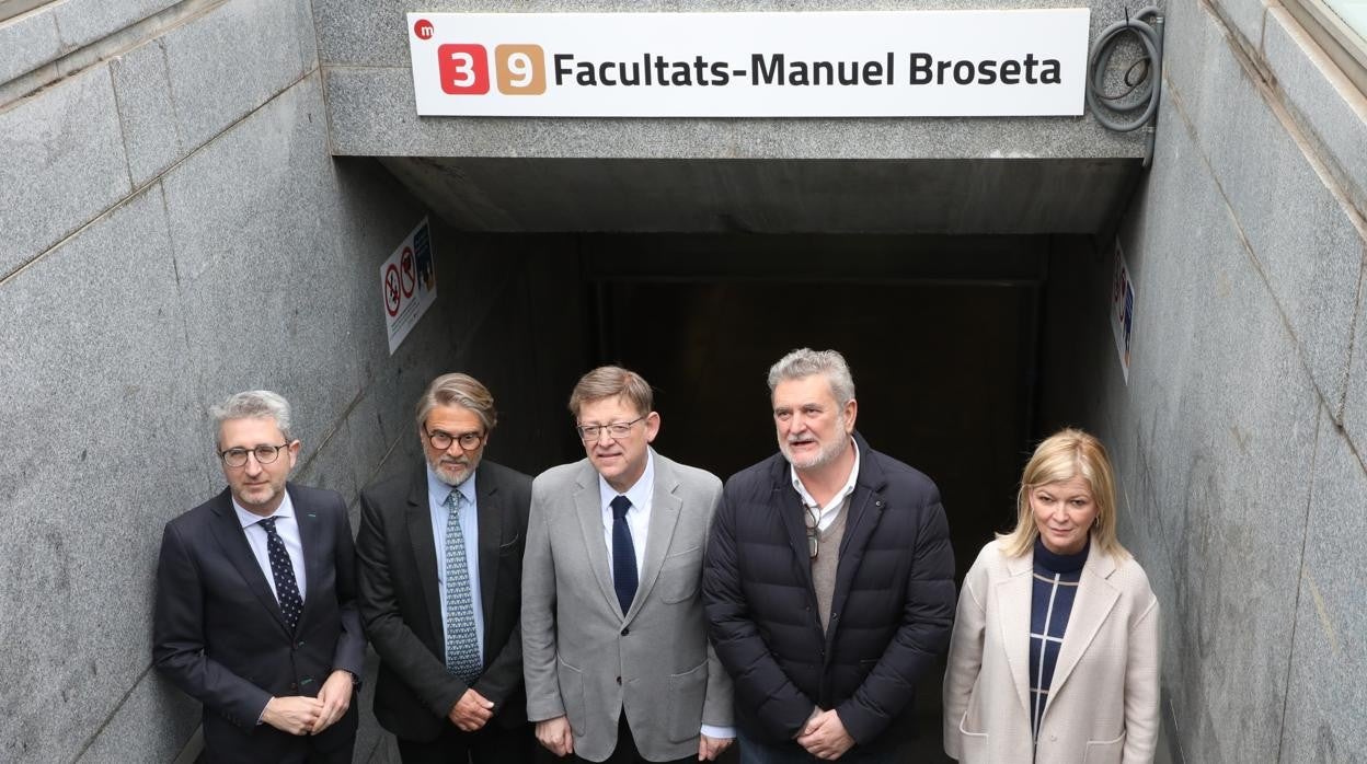 Imagen de la presentación del cambio de nombre de la estación de metro 'Facultats-Manuel Broseta'