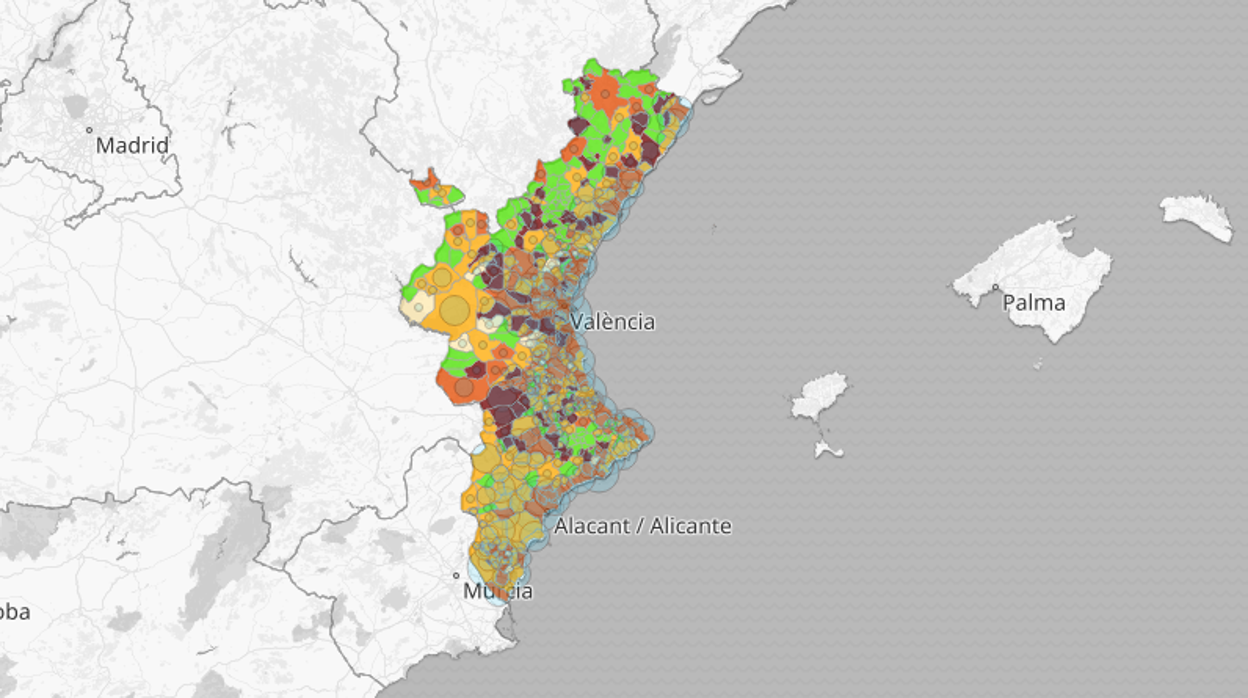 Listado de los 81 municipios valencianos que siguen en riesgo muy alto de transmisión del coronavirus