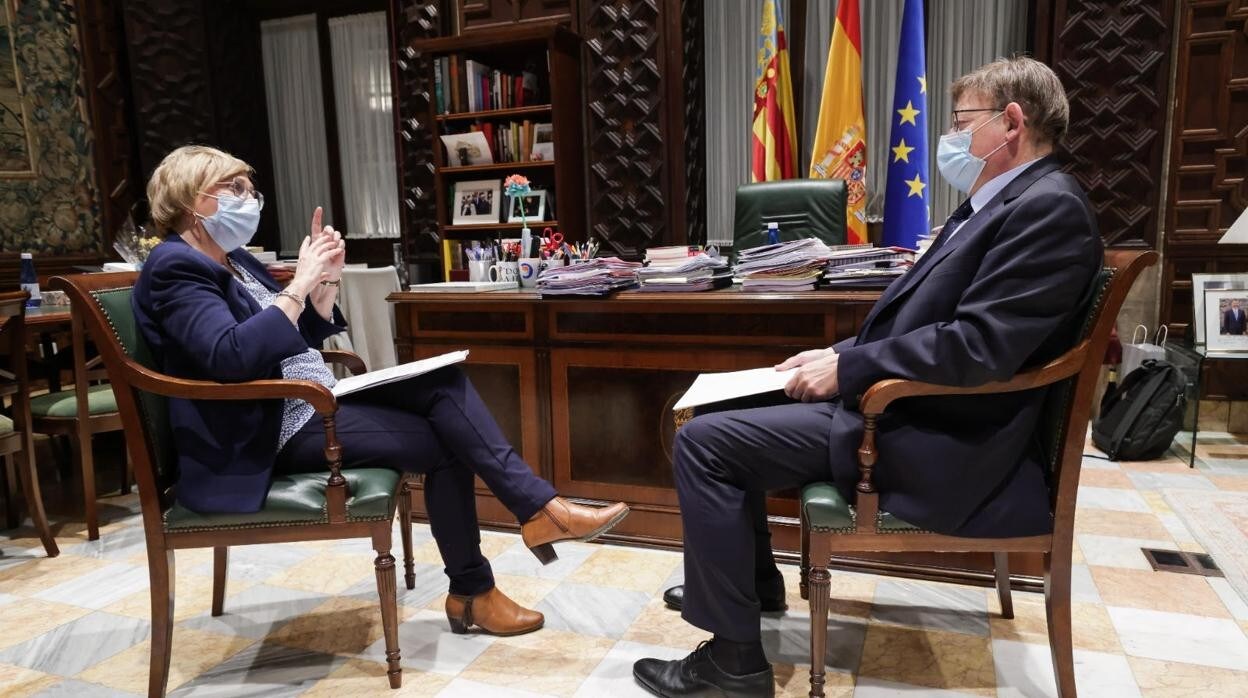 Imagen del presidente de la Generalitat Valenciana, Ximo Puig, y la consellera de Sanidad, Ana Barceló