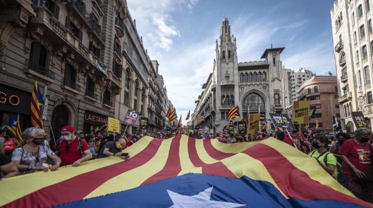 Manifestación independentista de la Diada de 2021 en Barcelona