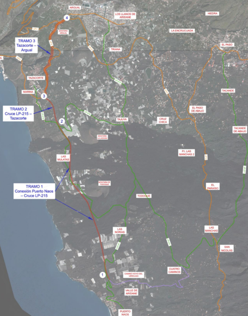 Proyecto de nuevo trazado para resolver la afección viaria en La Palma