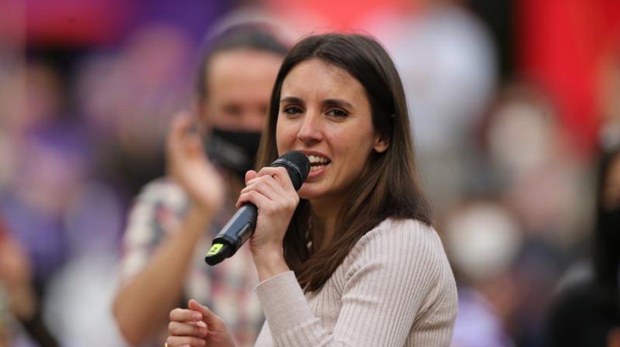 Irene Montero en un acto de Podemos