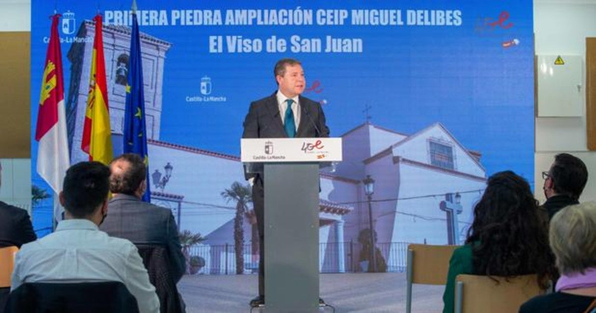 García-Page durante su itnervención en El Viso de San Juan, enm Toledo