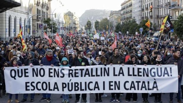 Baja afluencia a la manifestación de Barcelona en defensa de la inmersión
