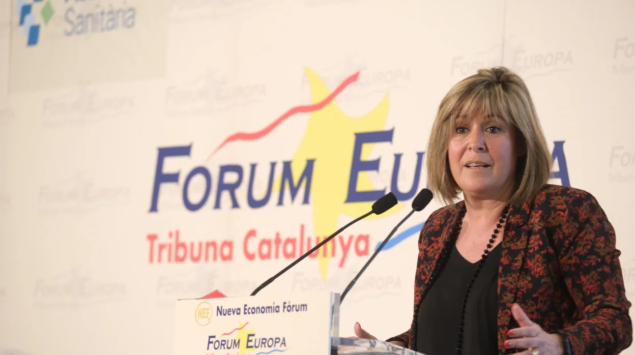 Núria Marín, alcaldesa de Hospitalet de Llobregat, hoy, durante su conferencia