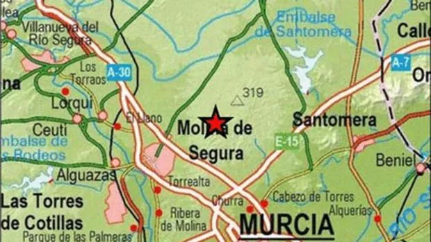 Un terremoto de magnitud 3,2 despierta a los vecinos de Molina y Murcia