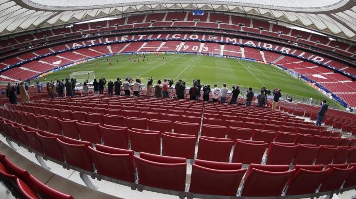 Entrenamiento, hoy, del Atlético de Madrid en el W