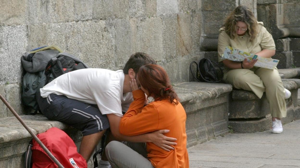 Llegada de peregrinos a la capital gallega