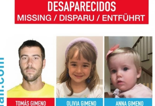 Cartel de búsqueda de Tomás Gimeno y sus dos hijas