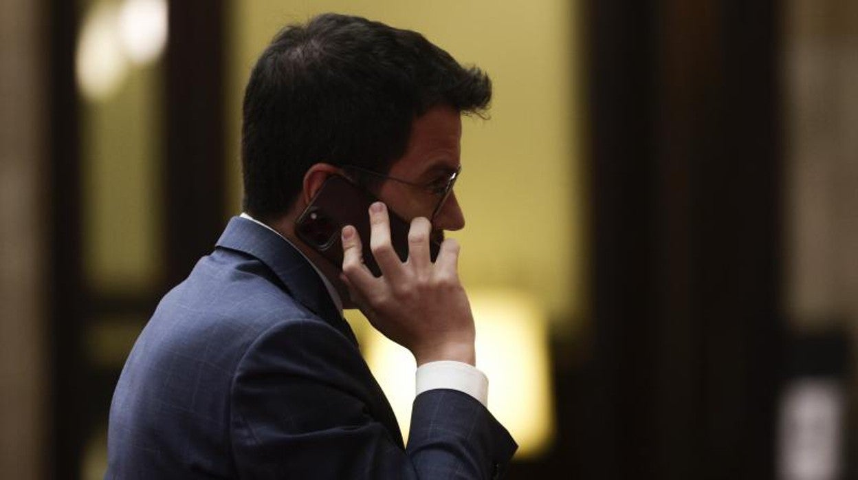 El presidente de la Generalitat Pere Aragonès, ayer en el Parlament de Cataluña