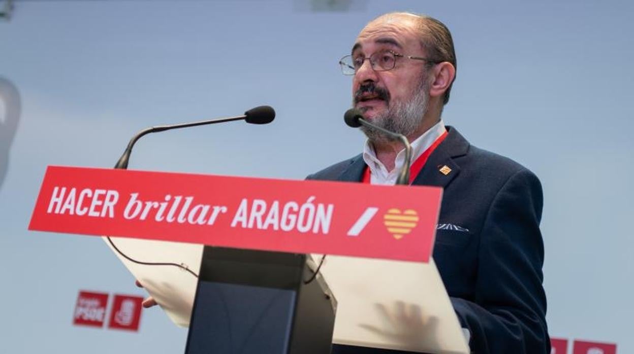 El presidente aragonés Javier Lambán, líder regional del PSOE, en un reciente acto de partido