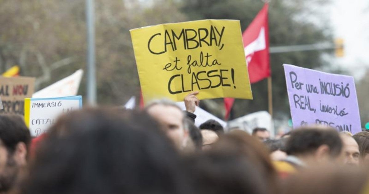 Pancarta en una de las últimas manifestaciones de los profesores