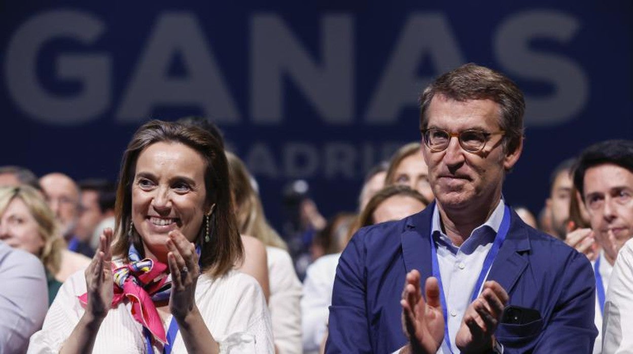 Cuca Gamarra y Alberto Núñez Feijóo, en el congreso del PP de Madrid