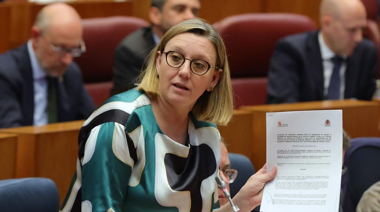 Isabel Blanco, durante el pleno de las Cortes