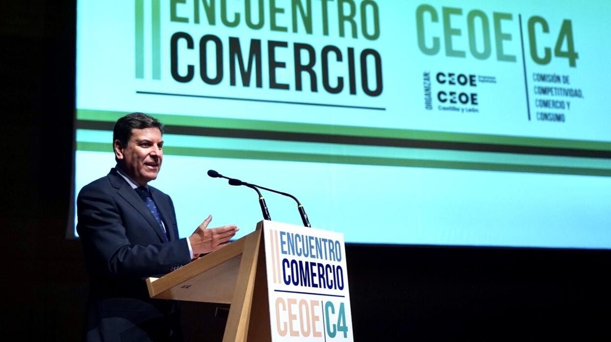 Carrido, durante su intervención este martes en el Encuentro sobre Comercio, organizado por la Comisión de Competitividad, Comercio y Consumo de CEOE y por CEOE Castilla y León
