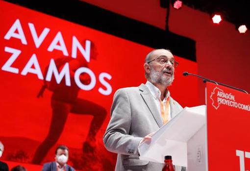 El presidente Lambán, en un acto del PSOE