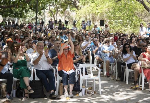 Imagen del público asistente al acto de Compromís celebrado este sábado en Valencia