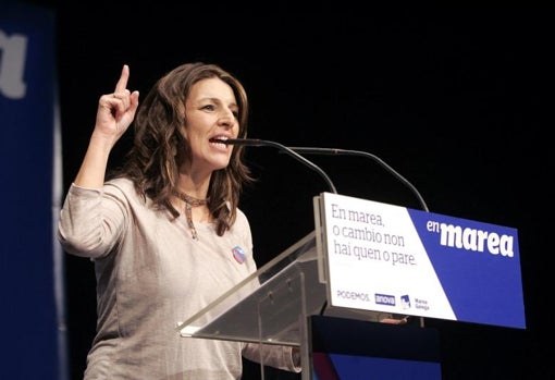 Díaz durante un acto de En Marea, coalición de Podemos, Anova, IU y Equo Galicia