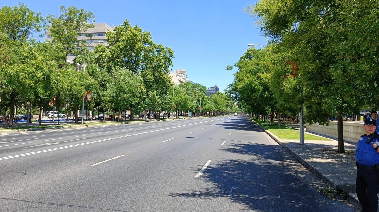 Paseo de la Castellana libre de tráfico a media mañana del martes