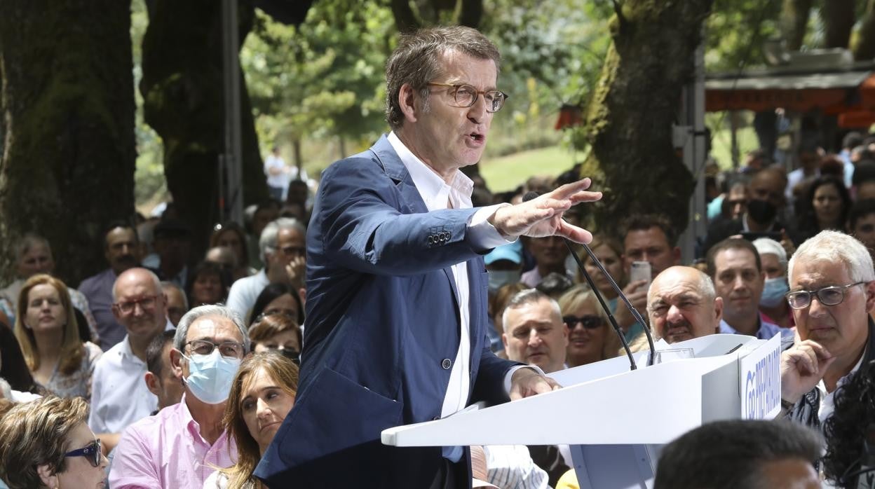 El líder del PP, Alberto Núñez Feijóo, este fin de semana, en un acto del partido en Galicia