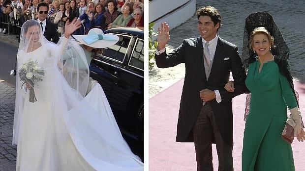 Eva Gonzalez y Cayetano Rivera a su llegada a la Iglesia