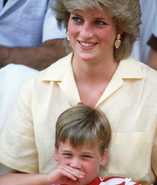 El Príncipe Guillermo junto a su madre Diana de Gales