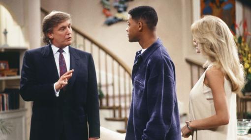 Junto a Will Smith en «El príndipe de Bel-Air», con ellos Marla Maples, su segunda mujer