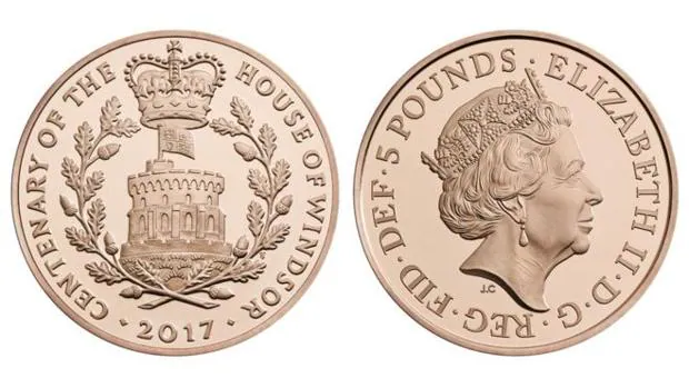 Imagen de la moneda que conmemorará el centenario de la casa Windsor