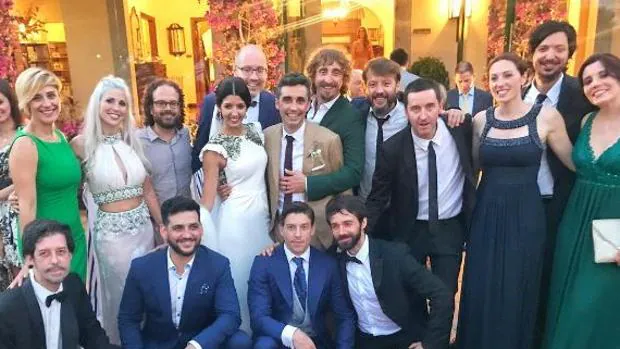 Canco Rodriguez durante su boda con Marta Nogal en Premià del Dalt, Barcelona
