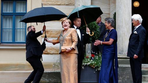 Angela Merkel, a su llegada al festival de Bayreuth (Baviera)