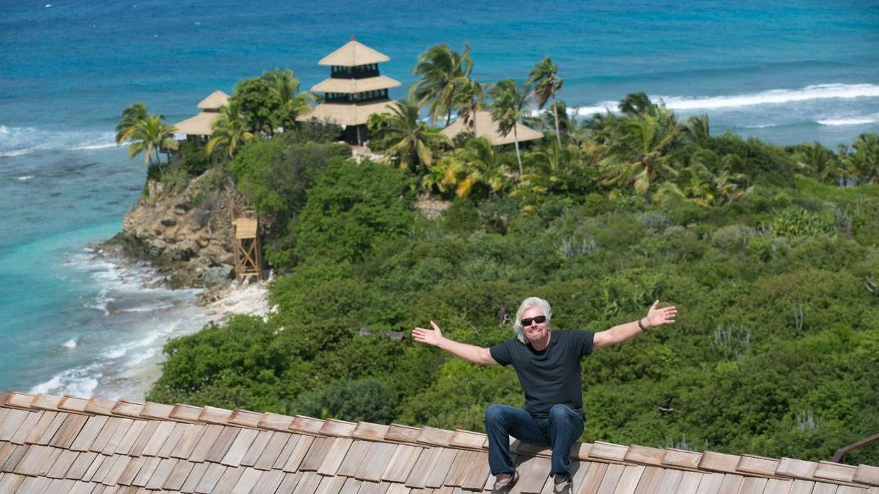 Richard Branson en necker Island cuando aún no había sido sacudida por «Irma»