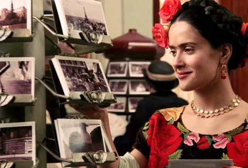 Salma Hayek durante el rodaje de «Frida»