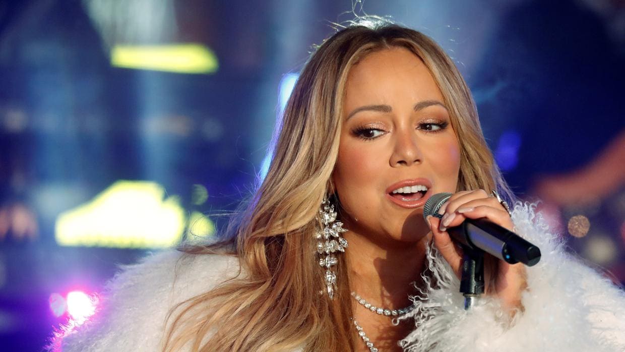 Mariah Carey durante su actuación en Times Square