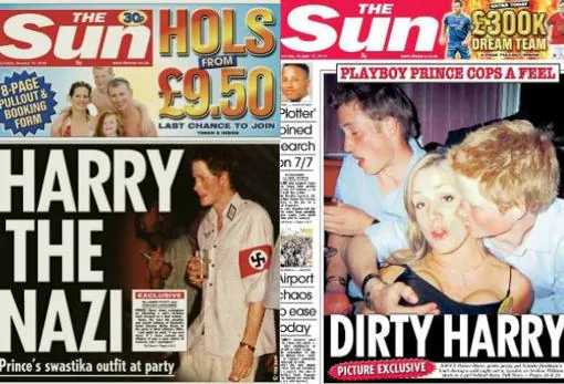 Portadas de «The Sun» con los escándalos del Príncipe Harry