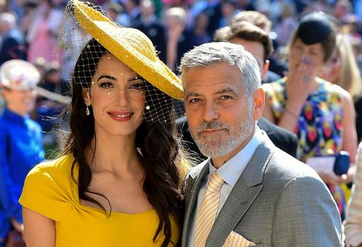 George y Amal Clooney el día del enlace de Meghan Markle y el Príncipe Harry