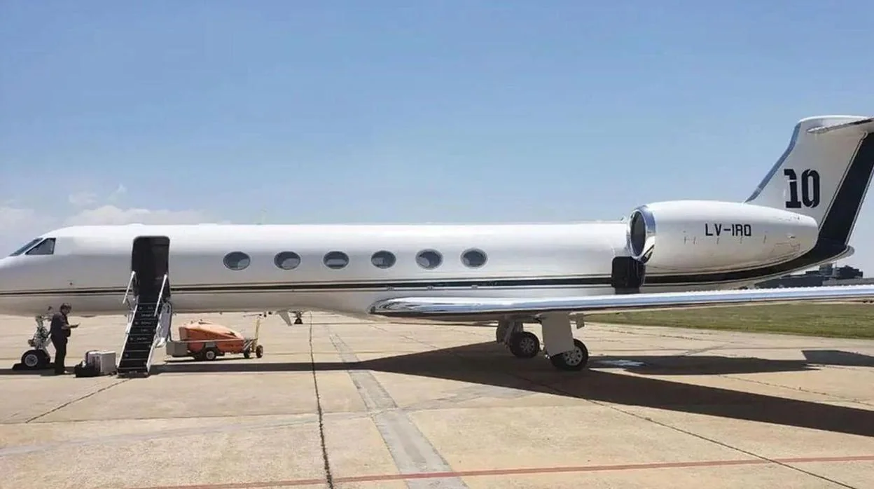 Vista del avión privado de Leo Messi