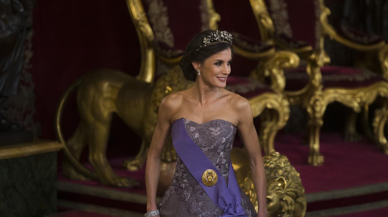 La Reina Letizia, durante la cena de gala este miércoles