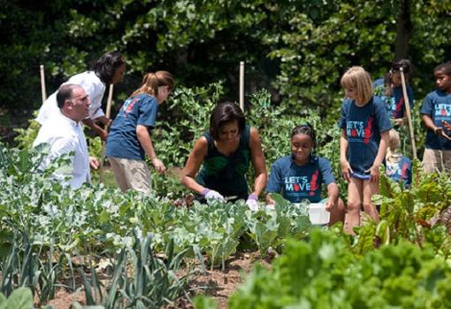 Michelle Obama, en el huerto de la Casa Blanca