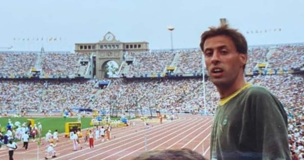 José Ignacio Salmerón, Sinacio, antes de la final de 100 m de los JJ.OO. de Barcelona 92