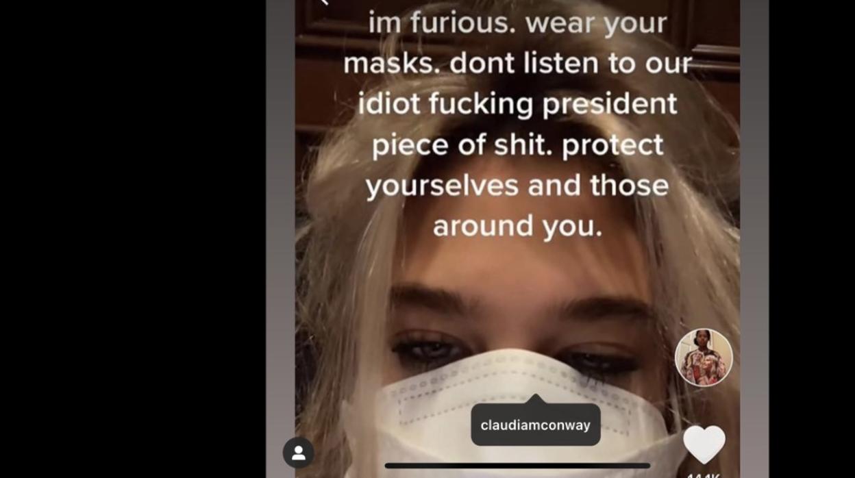 Claudia Conway expresando su enfado en las redes sociales