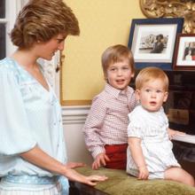 Princesa Diana con sus hijos en 1985